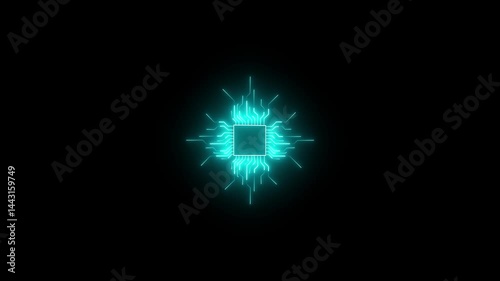 Circuit Board Copy Space, Dark Animation Computer,  Technology, Artificial Intelligence Background. AI Artificial intelligence CPU processor chipset central processor. 