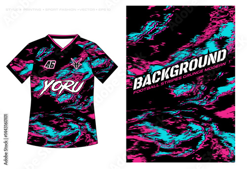 sublimation jersey design grunge brush background modern camouflage style neon stripes sporty esport gaming shirt illustration car decal livery pattern