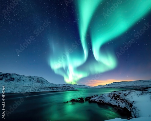 Wallpaper Mural Spectacular ribbons of northern lights stretching across a vast, rugged wilderness Torontodigital.ca