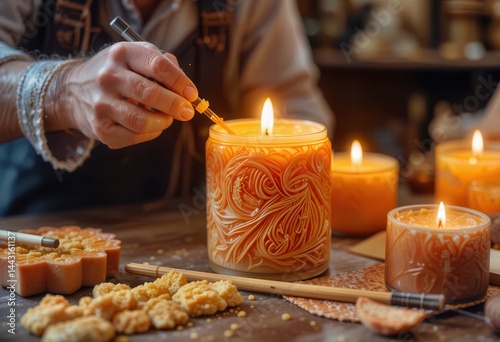 Crafting decorative candles in a cozy workshop during the afternoon