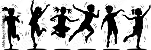 Vector silhouettes of people and athletes showing sports evolution, running, and jumping action