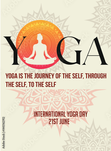 International Yoga day 21 June web banner EPS10 vector. Meditation Practice Yoga Colorful Fitness Concept. Vector illustration