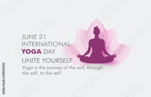 International Yoga day 21 June web banner EPS10 vector. Meditation Practice Yoga Colorful Fitness Concept. Vector illustration