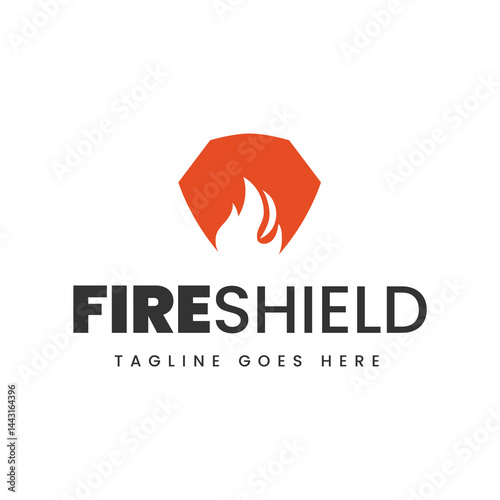 Fire Shield logo designs concept isolated on white background.