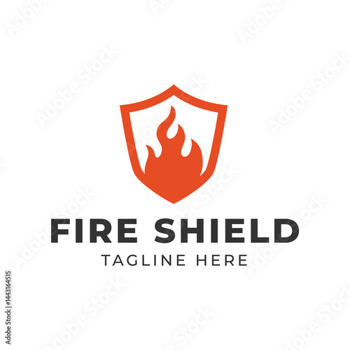 Fire Shield logo designs concept isolated on white background.