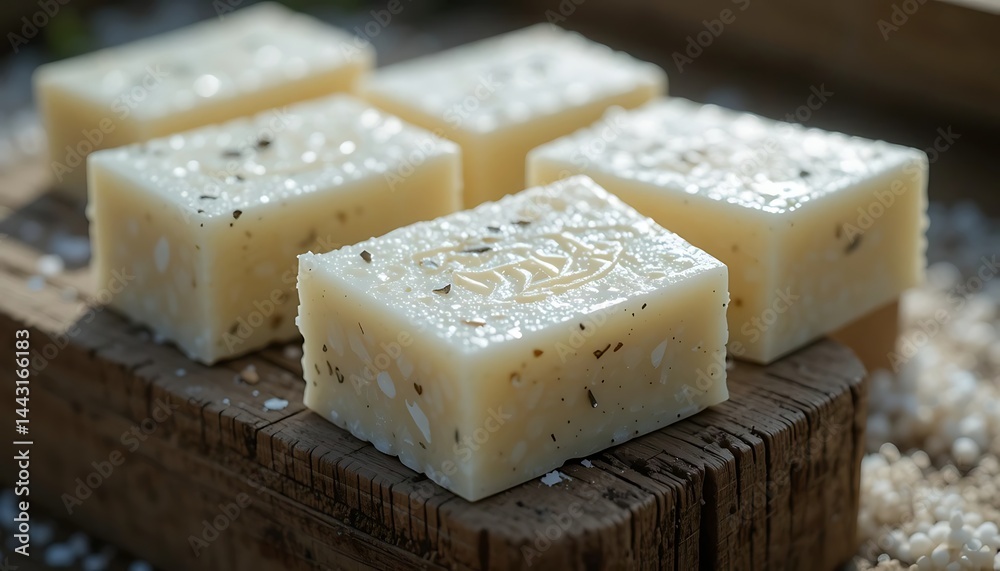 Square Cheese Blocks Arranged on Rustic Wooden Board Square Cheese Blocks Arranged on Rustic Wooden Board