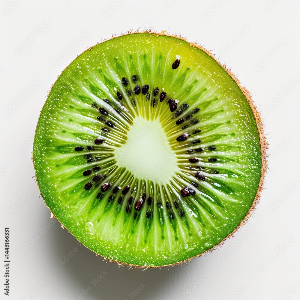 Slice of kiwi fruit isolated on white background