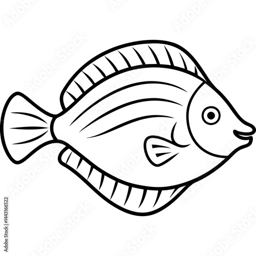 Flounder in a Single Stroke Vector Illustration