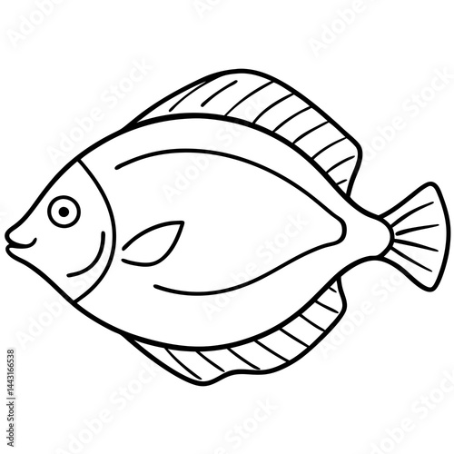 Flounder in a Single Stroke Vector Illustration