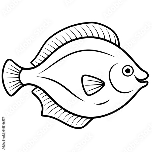 Flounder in a Single Stroke Vector Illustration