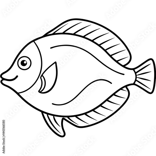 Flounder in a Single Stroke Vector Illustration