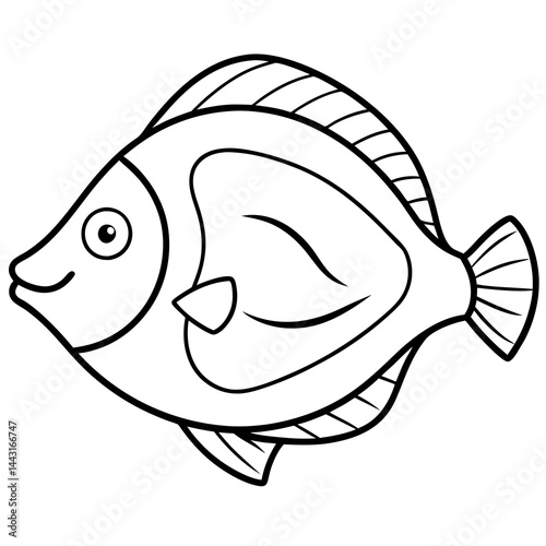 Flounder in a Single Stroke Vector Illustration