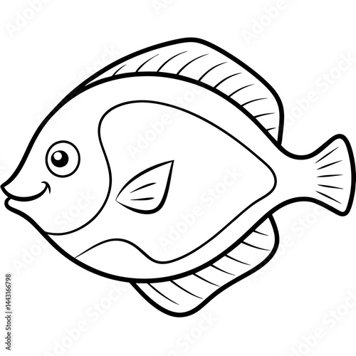 Flounder in a Single Stroke Vector Illustration