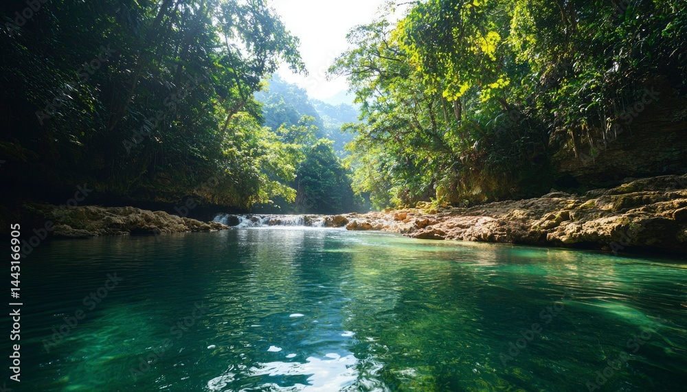 Fototapeta premium Crystal clear river in lush jungle