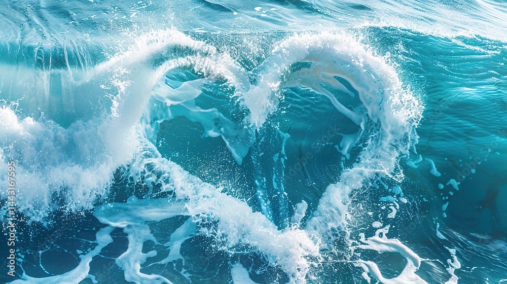 Blue Wave Love Heart Ocean Wedding Background: A Serene Symphony of Love and Marine Elegance