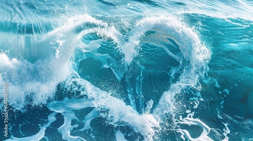 Obraz na płótnie Blue Wave Love Heart Ocean Wedding Background: A Serene Symphony of Love and Marine Elegance w salonie