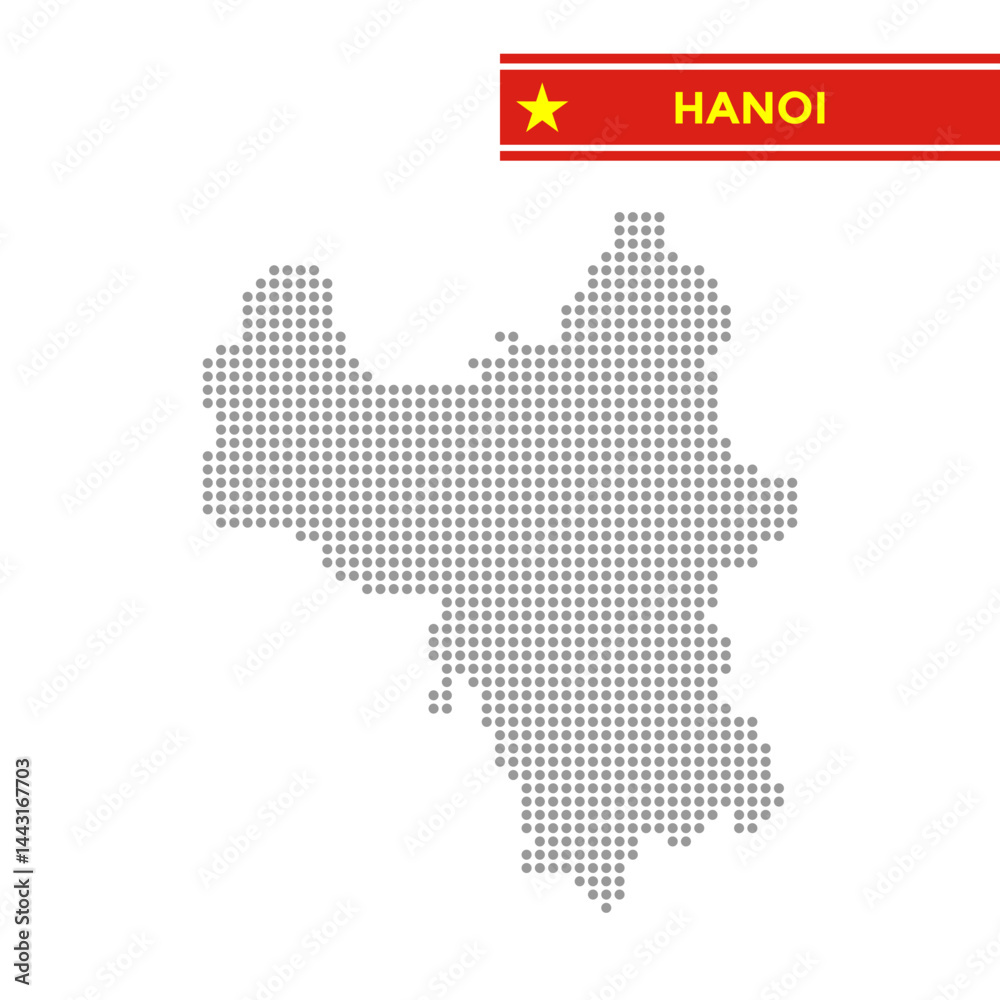 Obraz premium Dotted map of Hanoi in Vietnam