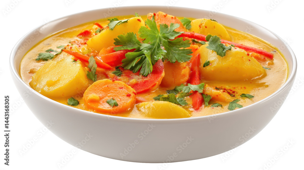 A delicious bowl of vegetable curry with vibrant colors. transparent background A delicious bowl of vegetable curry with vibrant colors. transparent background