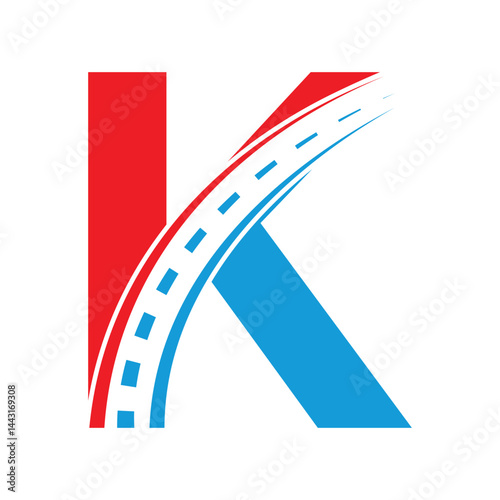 Road Logo combine with letter K vector template