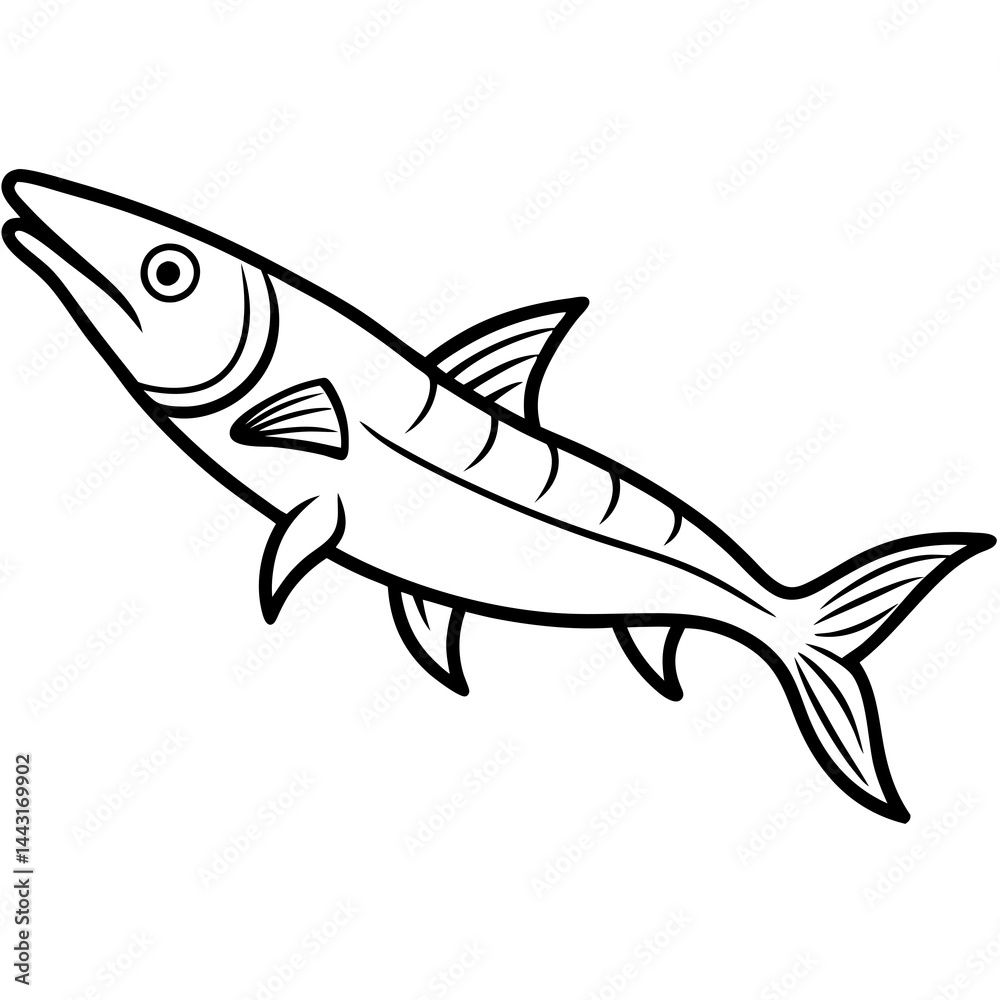 Obraz premium Minimalist Barracuda Vector Illustration
