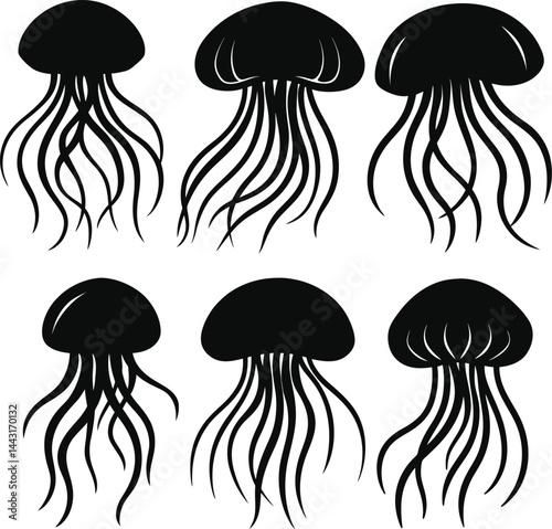 Jellyfish silhouette vector