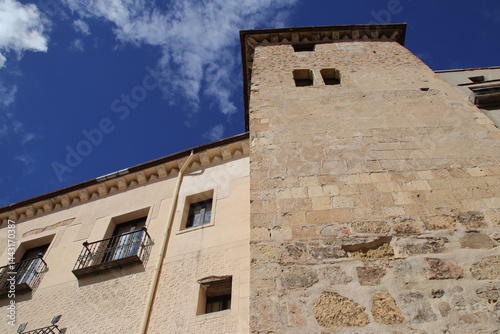 cervantes theater and ramparts in segovia in spain 