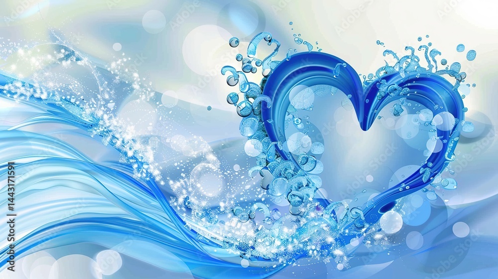 Blue Wave Love Heart Ocean Wedding Background: A Serene Symphony of Love and Marine Elegance