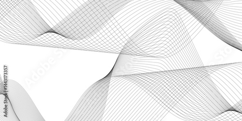 Abstract grey smooth element wavy modern curve lines on transparent background. Digital frequency track equalizer. Abstract frequency sound wave lines, twisted curve lines and technology background.