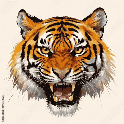 Thunderclaw Swirl tiger angry isolated watercolor vector illustration svg 