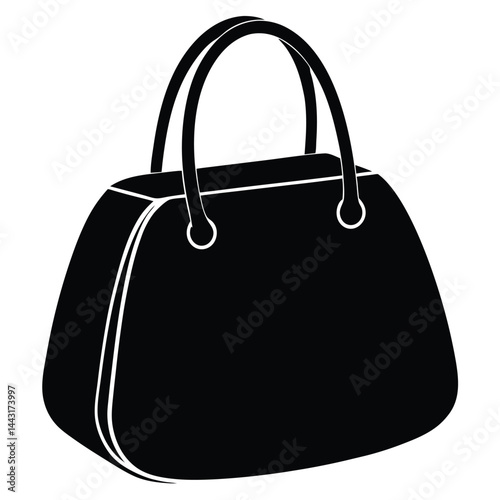 Shopping Bag Icon Set, Expandable Side Tote Bag Technical Fashion Illustration. Structured Tote with Snap-Button Side Panels Vector Template. Front and Back View. Reinforced Handles.
