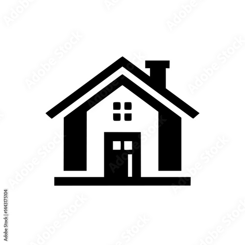 Obraz na płótnie Minimalist Black and White House Icon on White Background w salonie