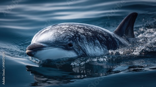Dusky Dolphin Emerging from the Deep Blue Sea