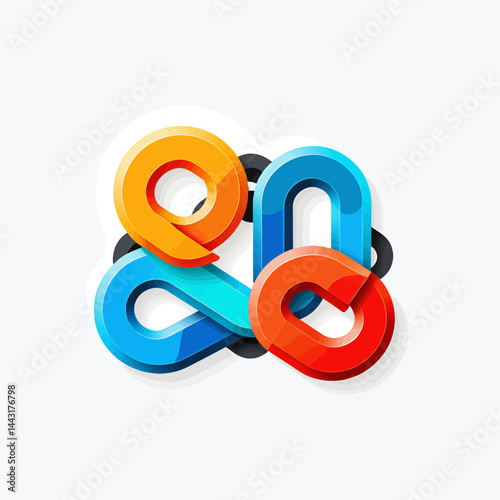 Abstract_Connected_Shapes_Graphic_Design_Colorful_Geometric_Elements_Modern_Logo_Concept_Illustration_3D_Design_Contemporary_Art_Visual_Communication