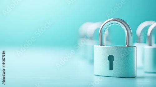 Wallpaper Mural Enhanced security, three padlocks on vibrant blue background symbolizing protection Torontodigital.ca