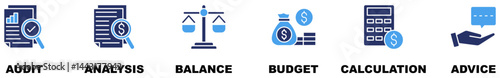 Accounting banner web icon vector illustration concept for business and finance with an icon of the audit, analysis, balance, budget, calculation