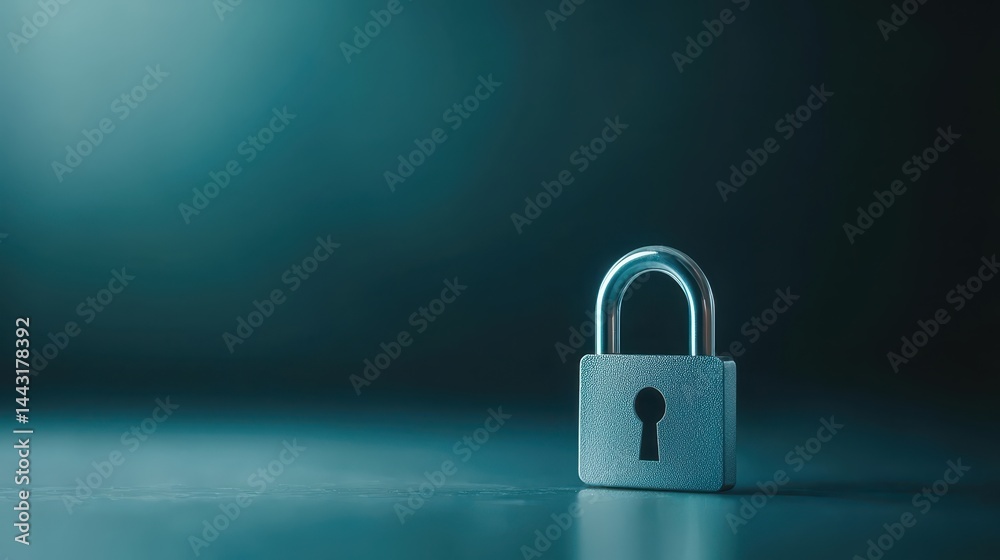 Fototapeta premium Closeup of padlock on dark background, a symbol of security and protection