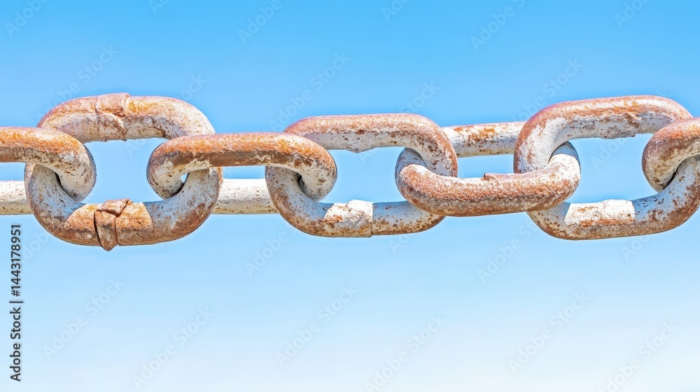Detailed closeup, rusted chain link showing texture and corrosion closeup Detailed closeup, rusted chain link showing texture and corrosion closeup