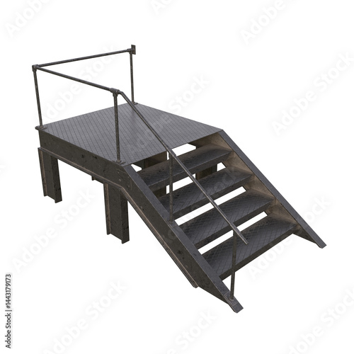 Fototapeta Naklejka Na Ścianę i Meble -  Metal Stairs, 3d illustration isolated on white background