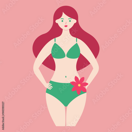 vector illustration of a girl in bikini 