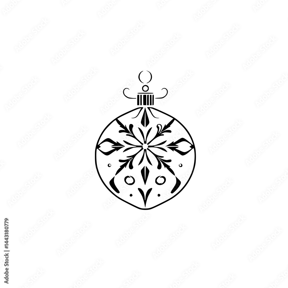 Fototapeta premium Minimalist Christmas Ornament Graphic, Black & White, Vector Design