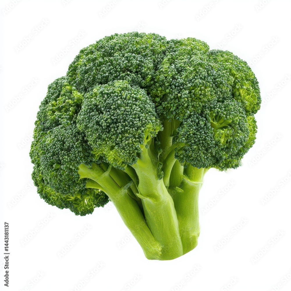 Fresh broccoli floret close up isolated on white background Fresh broccoli floret close up isolated on white background
