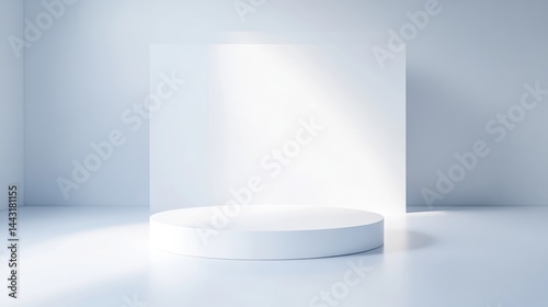 Minimalist white product display podium