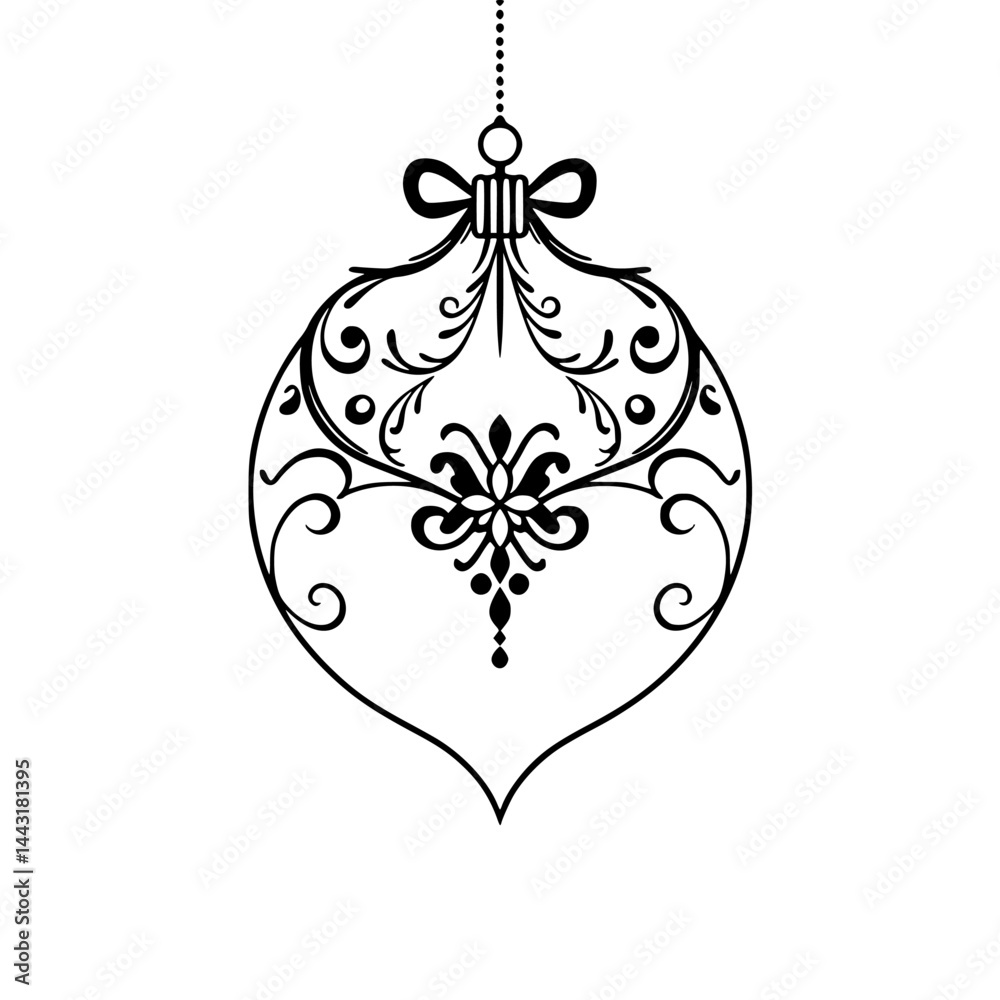 Fototapeta premium Elegant Black & White Ornament: Vector Christmas Decoration