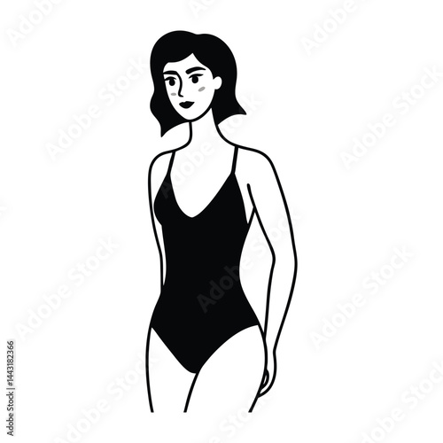 girl in black dress vector  art