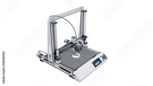 3D printing creates a jaw with teeth with unprecedented precision. The future of modern dentistry. Isolated on a transparent background. 3D illustration.