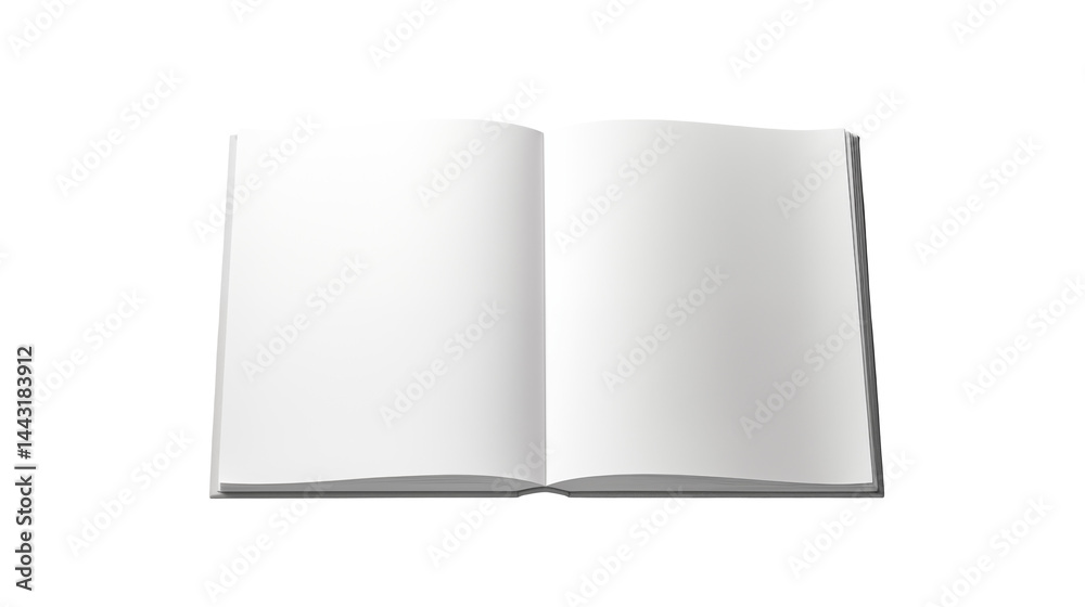 Open book with blank pages ready for writing or drawing on pages isolated on transparent background Open book with blank pages ready for writing or drawing on pages isolated on transparent background