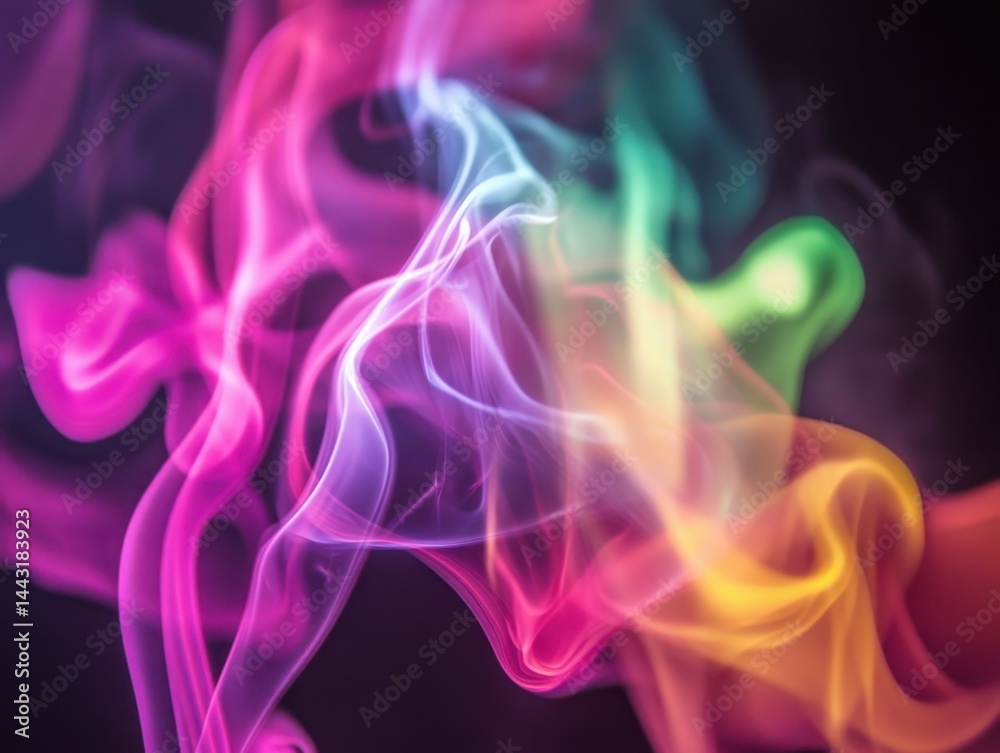 Abstract colorful smoke flowing on dark background artistic concept with vibrant hues and dynamic movement creating a mesmerizing visual effect for modern design Abstract colorful smoke flowing on dark background artistic concept with vibrant hues and dynamic movement creating a mesmerizing visual effect for modern design