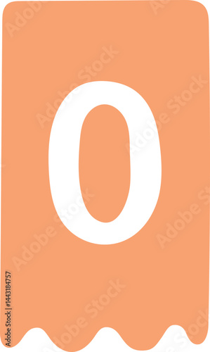vector illustration of number 0 pennant