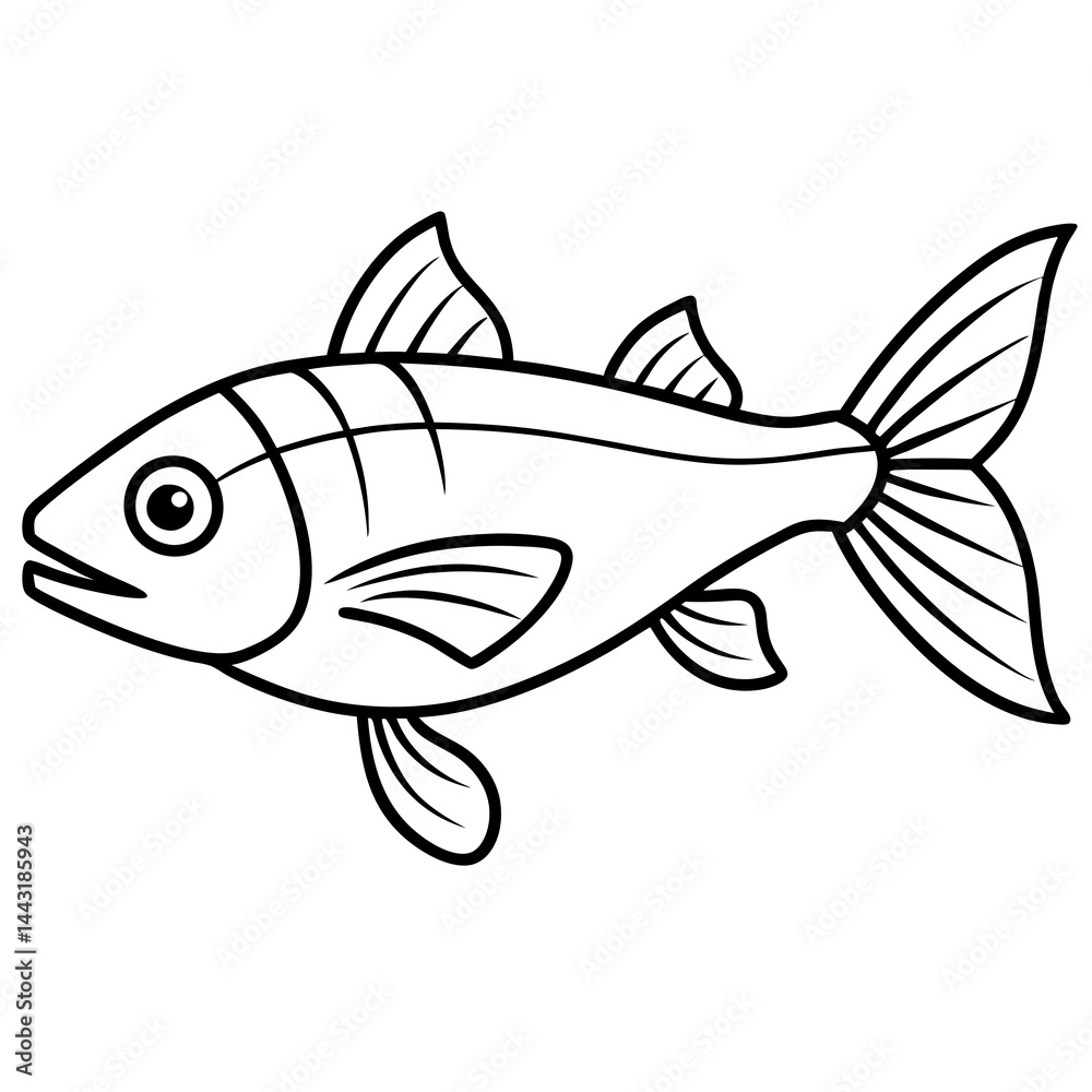 Minimalist Lanternfish Vector Line Art