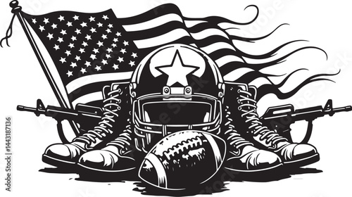 American Football Helmet with Stars vector design